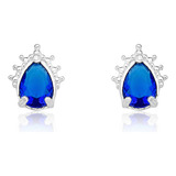 Brinco Zirconia Gota Azul