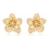 Brincos Antialérgico Folheado A Ouro 18k Blossom Fosco Lbf 