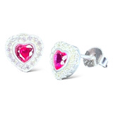 Brincos Coracao Zirconia Prata