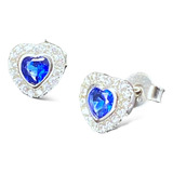 Brincos Coracao Zirconia Prata