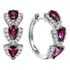 Brincos De Argola Banhado A Prata Gotas Zirconias Rosa Rubi