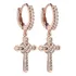 Brincos De Argola Cruzadas Rosa Ouro 1,1 X 0,39 Polegada