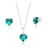 Brincos E Colar Prata 925 Corção 45m Verde Turmalina Cor Azul-turquesa
