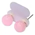 Brincos Folheados Esferas De Pedra Natural Quartzo Rosa Br7