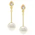 Brincos Rommanel Base Oval Zircônias E Pérolas 525724 Cor Dourado