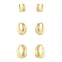Brincos Trio Com 3 Argolas 1 2 3 Furo Banhado Ouro 18k B24 Cor Dourado