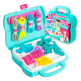 Brinquedo Bolsinha Ateliê Com Acessórios Pulseiras Miçangas Cor Kit Bolsinha Maleta Infantil Azul
