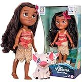 Brinquedo Boneca Princesa Moana 45cm E Porquinho Pua 8cm Disney Em Plástico Vinil +3 Anos Cotiplas - 2600