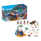 Brinquedo Bonecos Playmobil Esconderijo Ilha Pirata Blocos