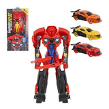Brinquedo Carro Vira Robô Grande Transformer Boneco Cor Vermelho Personagem Transformes