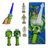 Brinquedo Espada Luminosa Musical Ben 10 3 Aliens Omnitrix Cor Verde