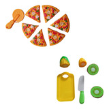 Brinquedo Frutas Legumes Pizza Cortar Velcro Educativo Cesta Cor Branco