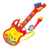 Brinquedo Guitarra Infantil Com Microfone Som E Luz Presente