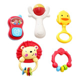 Brinquedo Kit Bebê Chocalho Divertidos Com 5 Peças