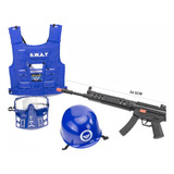 Brinquedo Kit Policial Bombeiro Com Rifle Colete Acessórios
