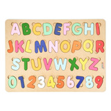 Brinquedo Madeira Letras E Numeros Coloridos 41cmx29cm Alfab