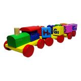 Brinquedo Madeira Trenzinho Didático Colorido Encaixe Peça