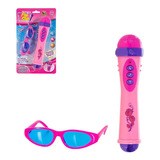 Brinquedo Microfone   Óculos Infantil Com Luz E Som Rosa