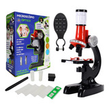 Brinquedo Microscópio Óptico Infantil Vermelho Mini Ciência