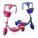 Brinquedo Patinete Princesa Scooter 3 Rodas Com Cesta E Luz Cor Rosa chiclete Princesas