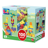 Brinquedo Pedagogico Blocos Montar 100 Peças Dismat Mk400