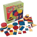 Brinquedo Pedagogico Madeira Blocos Logicos 48 Peças Carlu