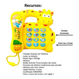 Brinquedo Telefone Infantil Musical Bebê Educativo Girafinha Cor Amarelo N/a