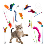 Brinquedos P  Gatos Kit 10 Peças Interativos Varinha Bolinha
