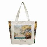 Broadream Bolsa De Ombro Estética De Lona Com Zíperes E Bolso Interno, Monet-antibis, Large