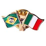 Broche Bótom Bandeira Brasil X Itália Folheado A Ouro PIN
