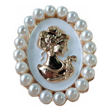 Broche Dourado Madreperola Branco