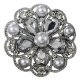 Broche Elegante Strass Prateado