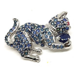 Broche Gato Safiras Naturais