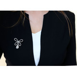 Broche Ouro Branco Cravejado