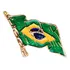 Broche Pin Bandeira Do Brasil Flamulando Folheado A Ouro