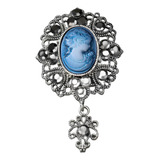 Broche Prateado Azul Madreperola