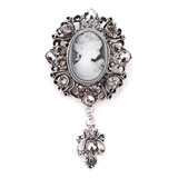 Broche Prateado Madreperola Strass