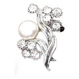 Broche Prateado Ramalhete Flor