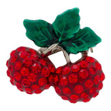 Broche Strass Cereja Vermelha