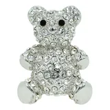 Broche Ursinho Prata Zirconia