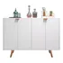Buffet Aparador 4 Portas Estilo Industrial Branco Com Acabamento Cobreado Ideal Para Cantinho Do Café Retrô 