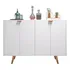 Buffet Aparador Retrô 4 Portas - Sofá Sogude - Balcão Para Cozinha Sala Industrial Escandinavo - Escrivá Branco Com Cobre