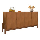 Buffet Lizz 4 Portas 2 Prateleiras Cedro   Casa D Cor Marrom