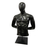 Busto Masculino Com Braço E Cabeça Preto Acompanha Base