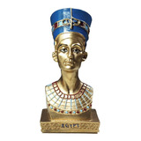 Busto Nefertiti Dourado Azul