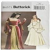 Butterick B4571 Vestido Medieval Feminino Padrão De Costura Da Fantasia Renascentista, Tamanhos 36-44