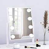 BWLLNI Espelho De Maquiagem Iluminado Hollywood Espelho Vanity Com Luzes  Design De Controle De Toque 3 Cores Lâmpadas De LED Reguláveis  Ampliação Destacável De 10x  Rotação De 360   Branco 