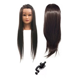 Cabeça Boneca Manequim P/ Treino Cabelo Sintético + Suporte