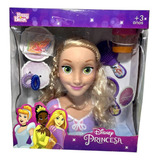 Cabeça Busto Boneca Menina Princesa Rapunzel Cabelos Para Pentear E Arrumar Com Acessórios - Profissões Quero Ser Cabeleireira - Personagem Filme Enrolados Licenciado Disney - Novabrink Brinquedos