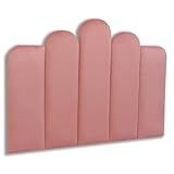Cabeceira Solteiro Estofada Para Colar Na Parede Kit 5 Placas Modelo Concha - Veludo Rosé